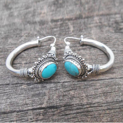 Chic Boucles d'Oreilles Rétro en Turquoise