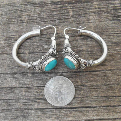 Chic Boucles d'Oreilles Rétro en Turquoise