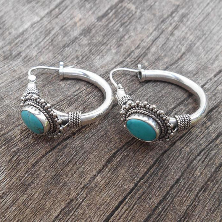 Chic Boucles d'Oreilles Rétro en Turquoise