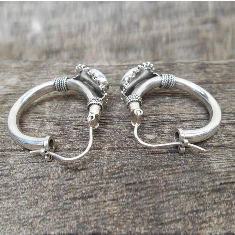 Chic Boucles d'Oreilles Rétro en Turquoise