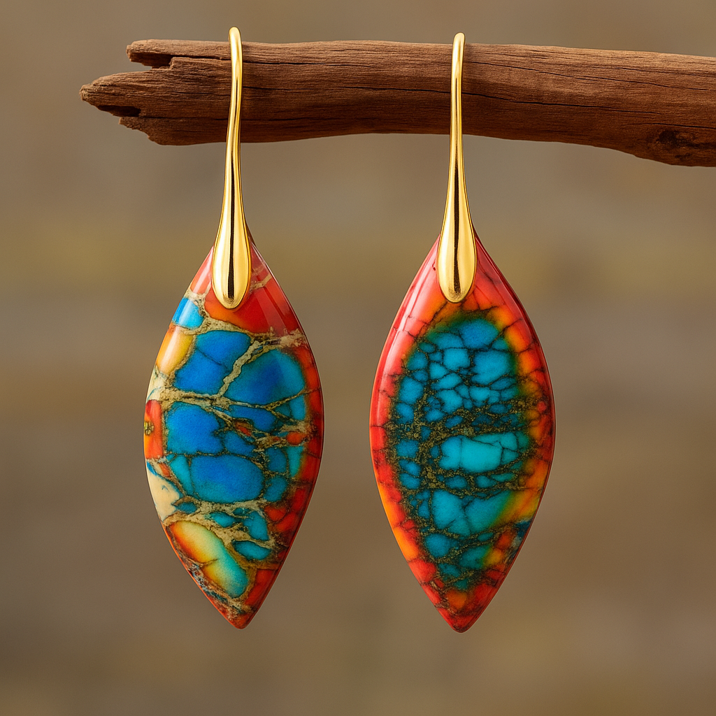 Collier Pendentif en Pierre Multicolore en Or et Argent