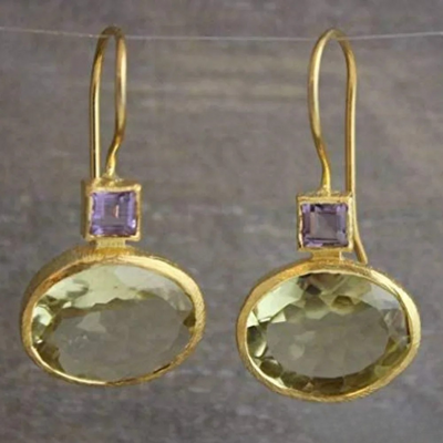 Boucles d'oreilles rétro en cristal vert