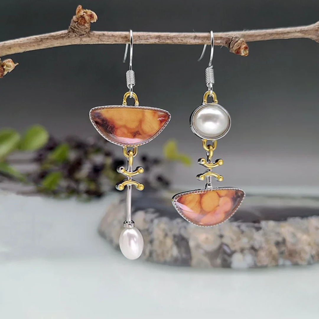 Boucles d'oreilles en pierre naturelle orange