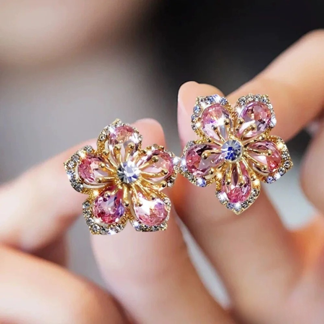 Boucles d'oreilles en argent avec zirconia coloré