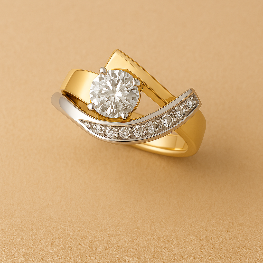 Bagues Vintage Dorées en Zirconia Irregulière