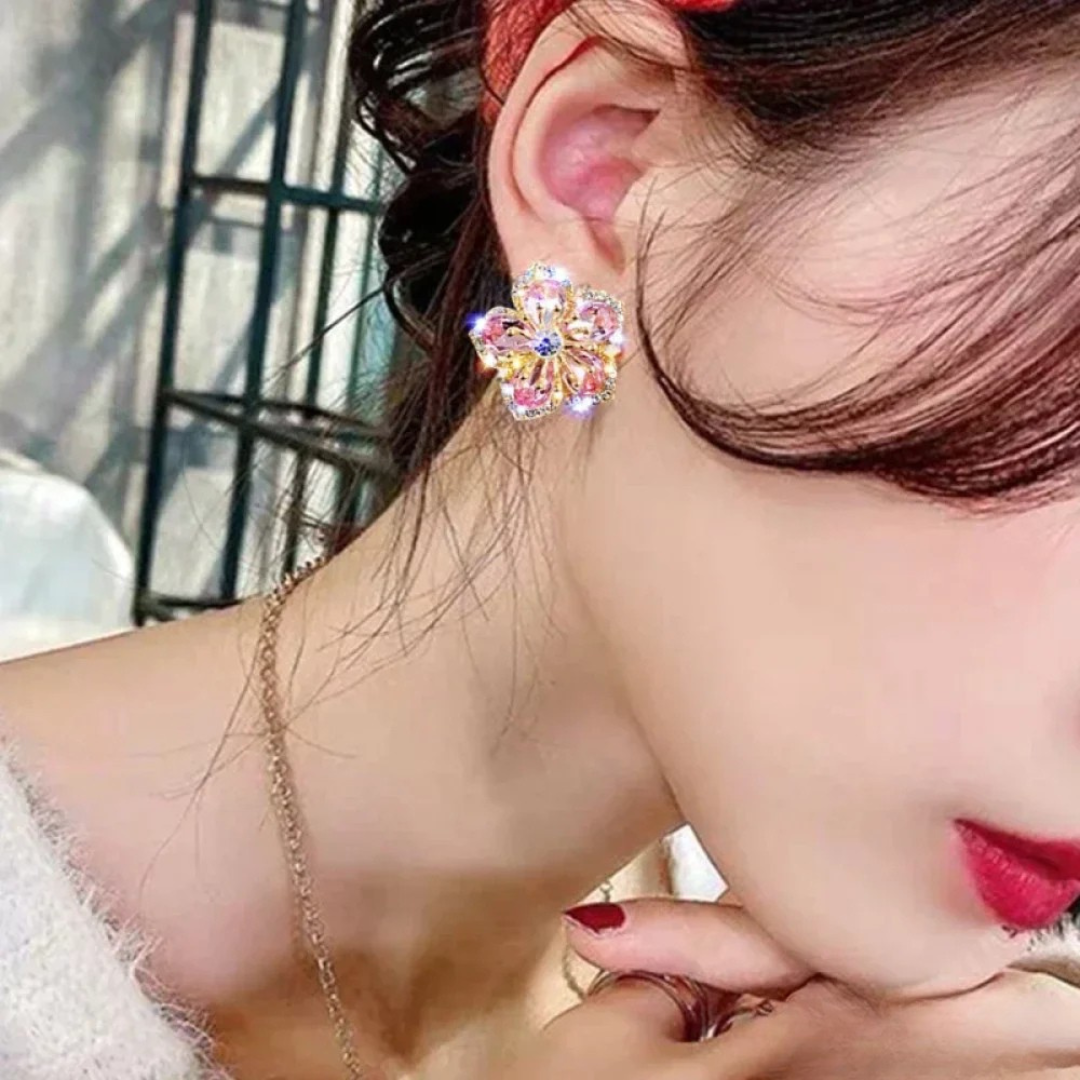 Boucles d'oreilles en argent avec zirconia coloré