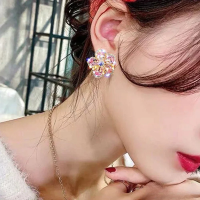 Boucles d'oreilles en argent avec zirconia coloré