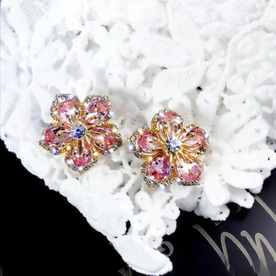 Boucles d'oreilles en argent avec zirconia coloré