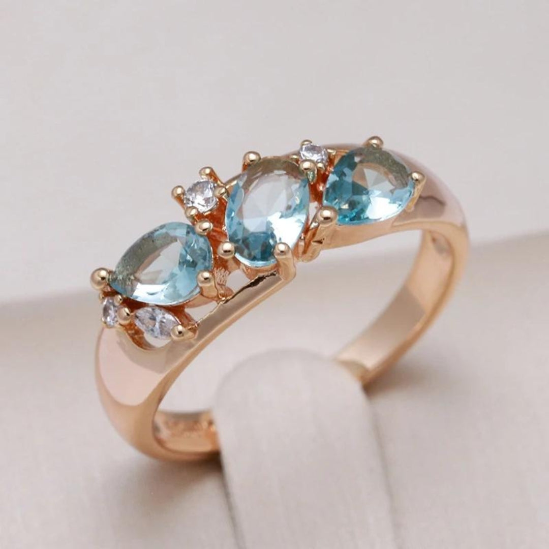 Bague Vintage Élégante en Or avec Zirconium Bleu