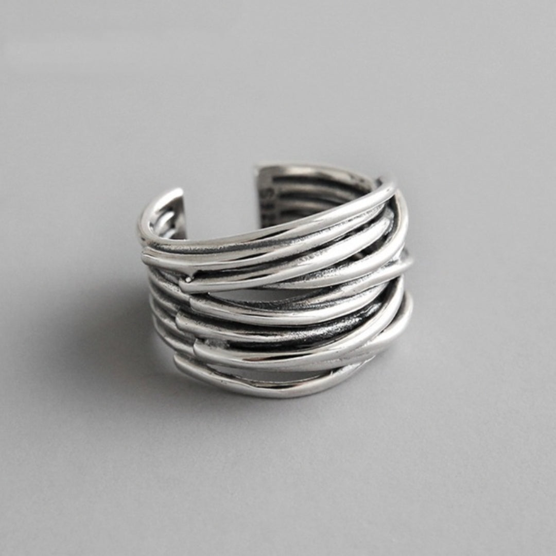 Ajustable Superposition en Argent Bague