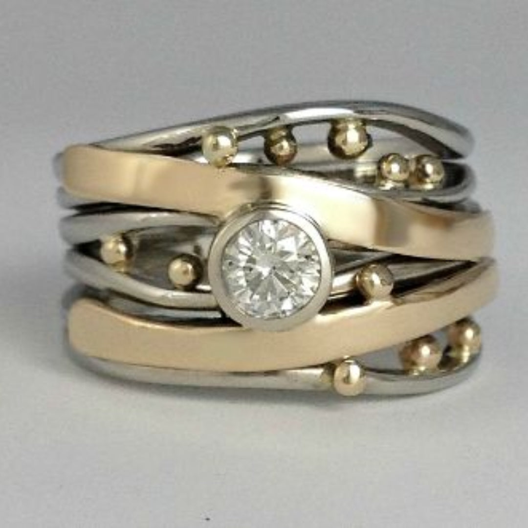 Royal - Bague Vintage en Zirconium Doré