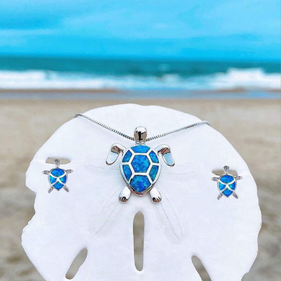 Set de Bijoux Tortue de Mer en Opale
