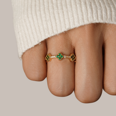 Chance - Bague en cristal en forme de trèfle