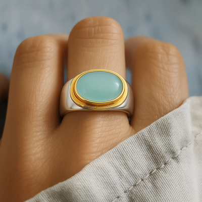 Gabi - Bague Vintage en Pierre de Lune Verte