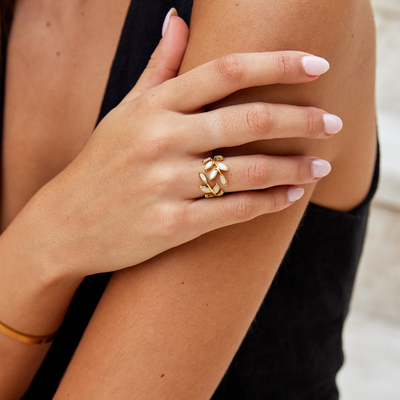 Serene - Bague Feuille D'or