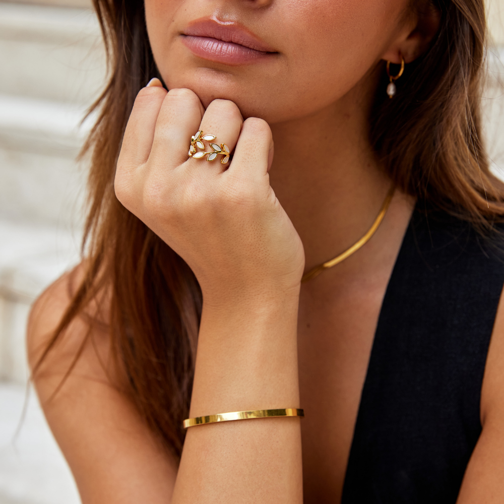 Serene - Bague Feuille D'or