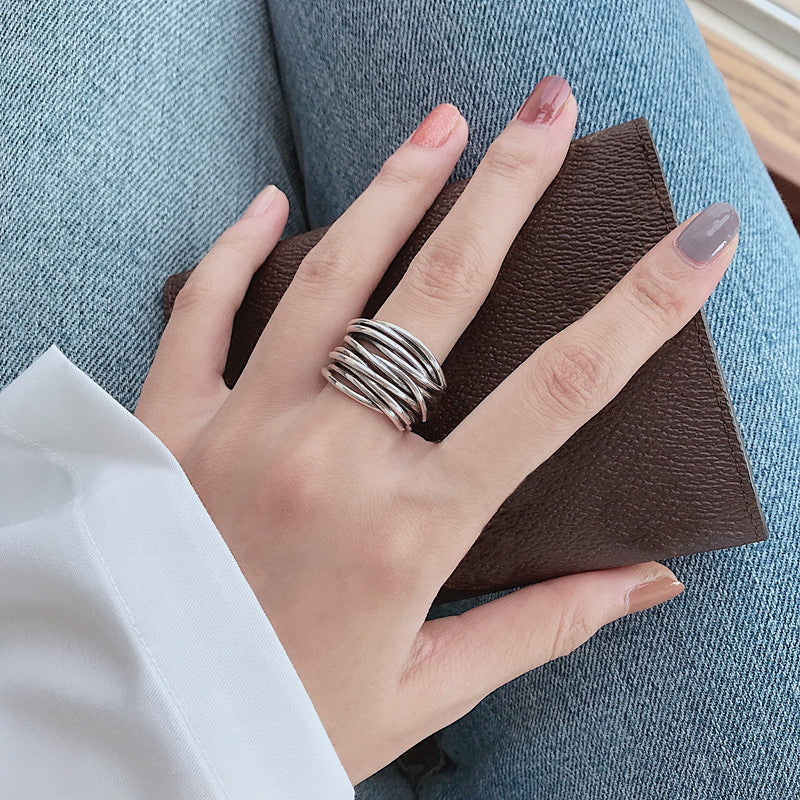 Ajustable Superposition en Argent Bague