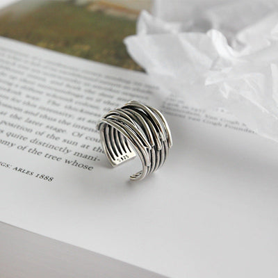 Ajustable Superposition en Argent Bague