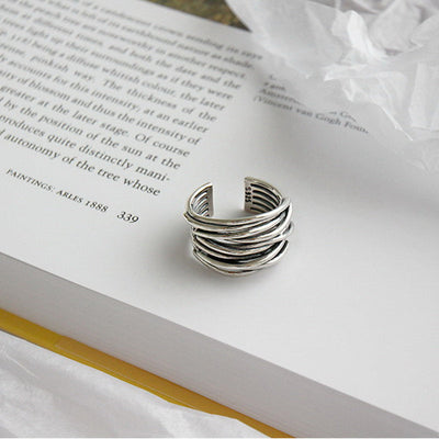 Ajustable Superposition en Argent Bague