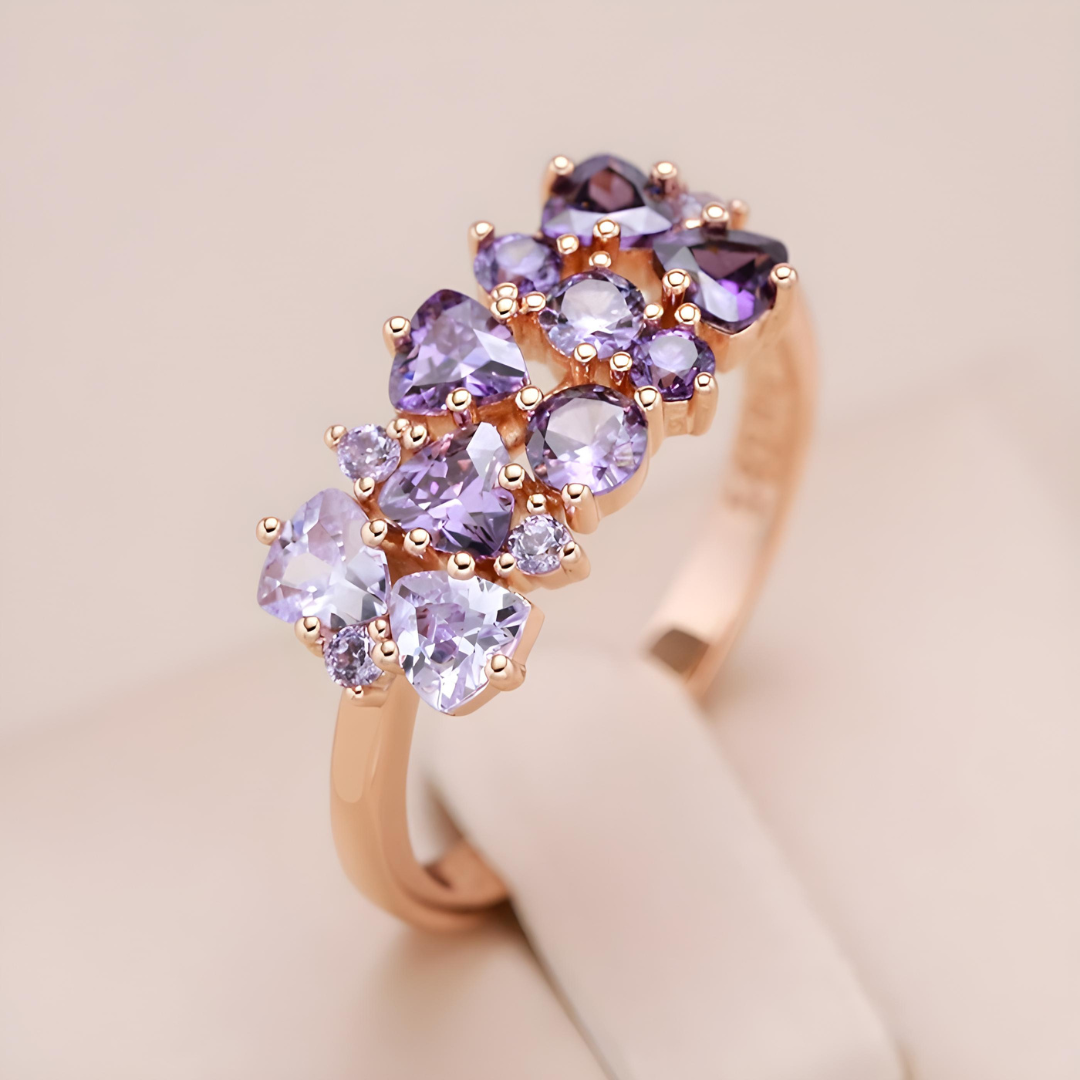Bagues Élégantes Roses ornées d'Améthystes