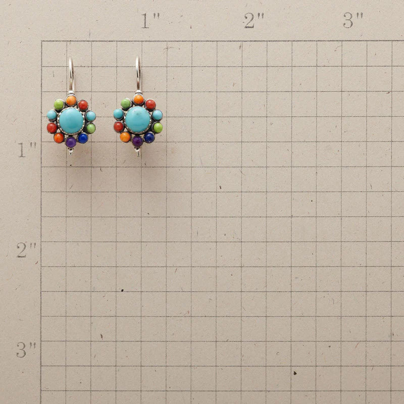 Boucles d'oreilles rondes en turquoise aux couleurs variées