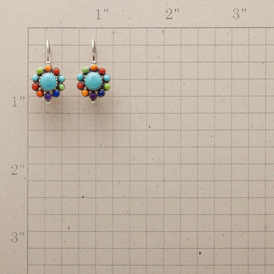 Boucles d'oreilles rondes en turquoise aux couleurs variées