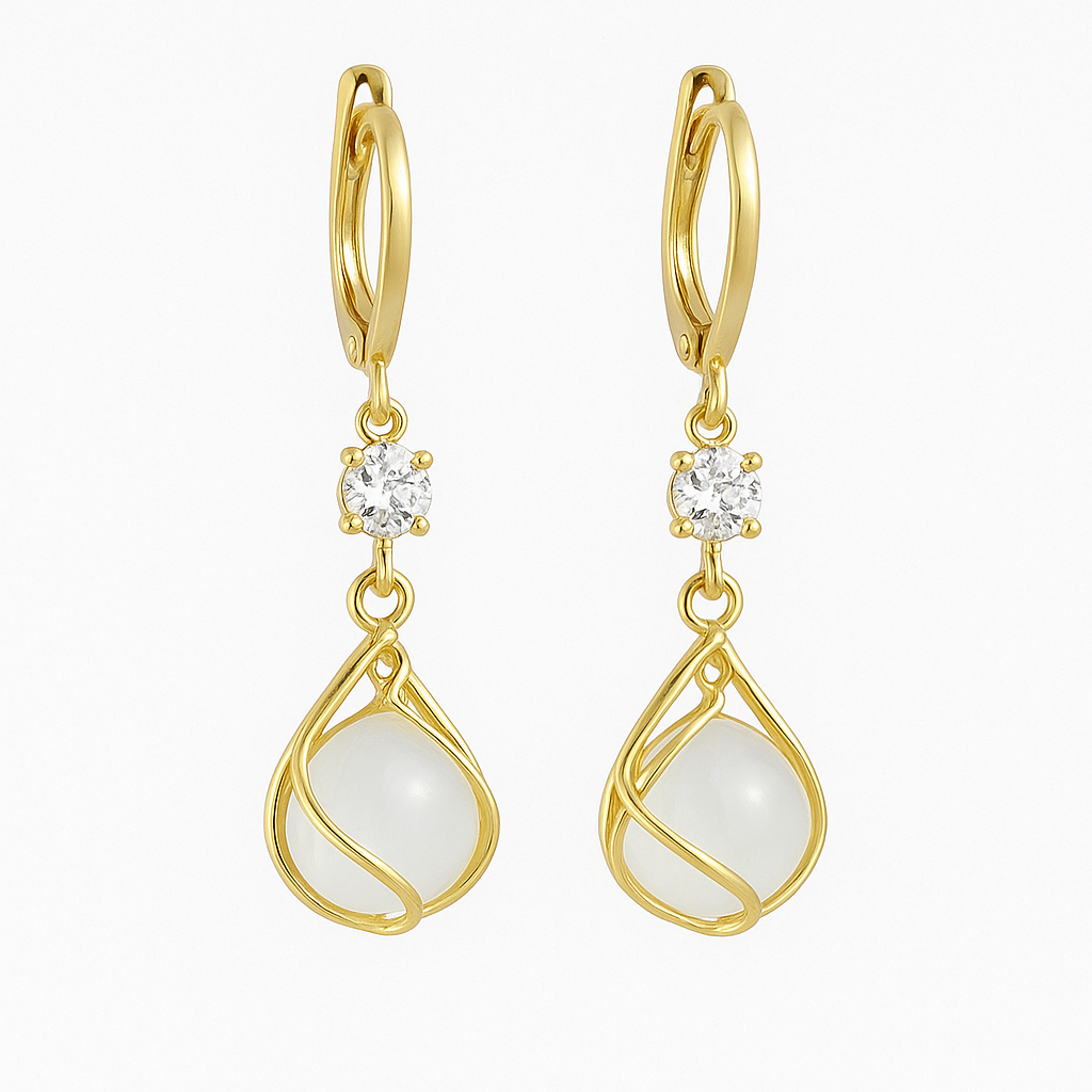 Pendantes d'oreilles en opale au style rétro