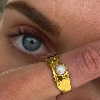 Anneau en Perle d'Or Naturelle Éternelle