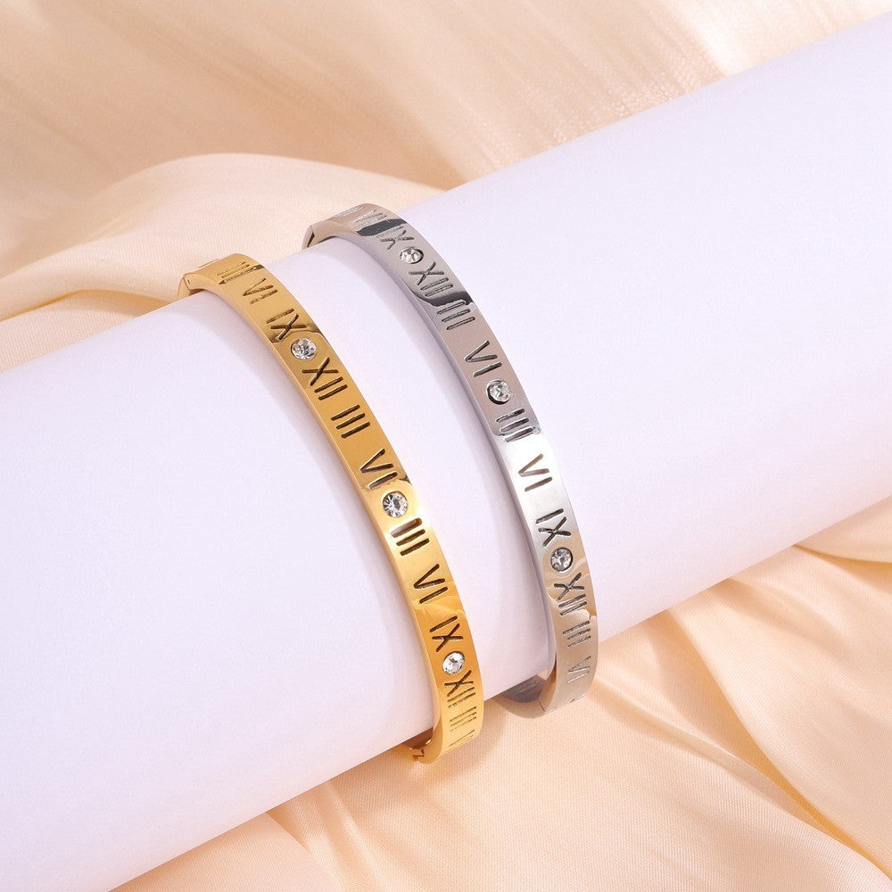 Bracelet en Titane avec Inscription en Chiffres Romains