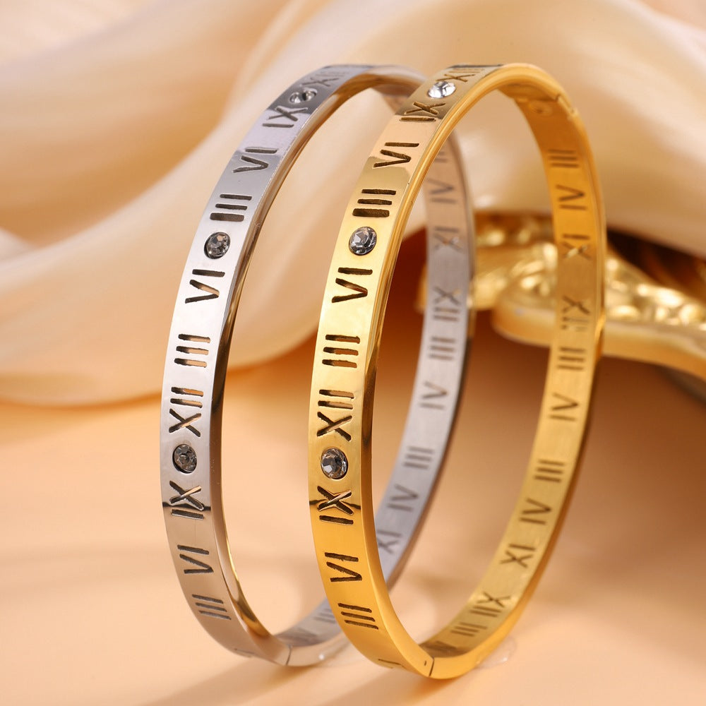 Bracelet en Titane avec Inscription en Chiffres Romains