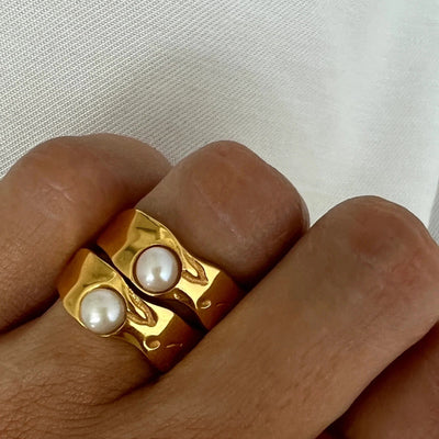 Anneau en Perle d'Or Naturelle Éternelle