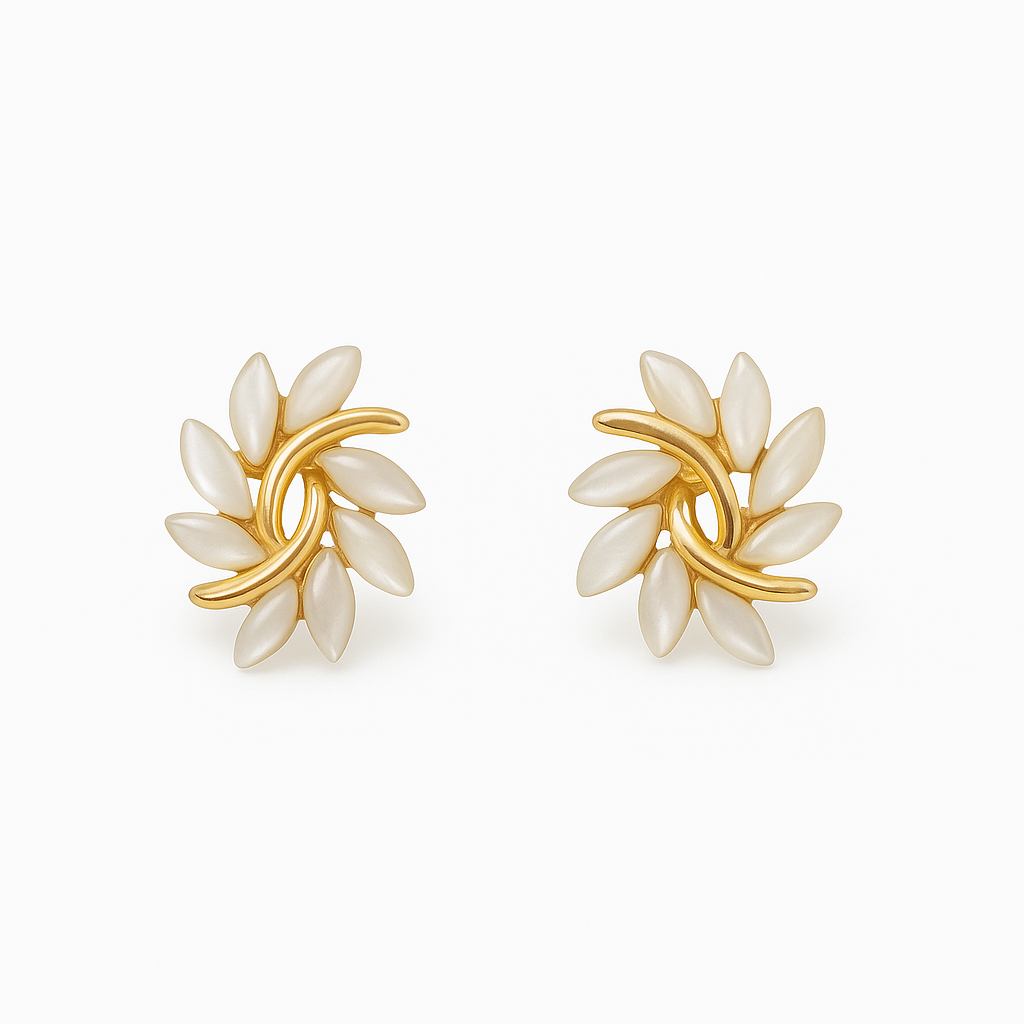 Boucles d'oreilles en or avec opale blanche