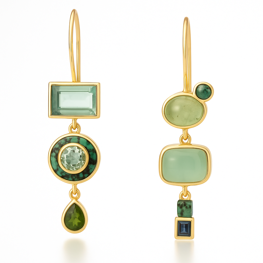 Pendantes d'oreilles vertes au style rétro