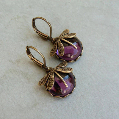 Boucles d'oreilles en Or Antique en forme de Libellule