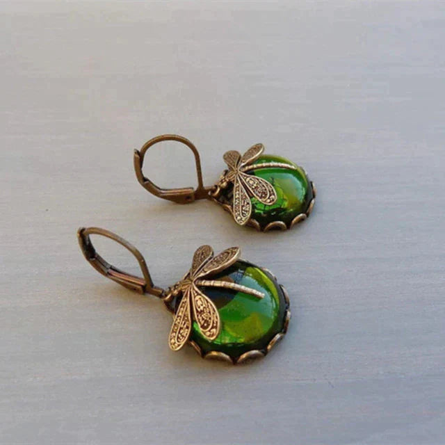 Boucles d'oreilles en Or Antique en forme de Libellule