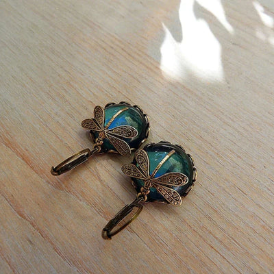 Boucles d'oreilles en Or Antique en forme de Libellule