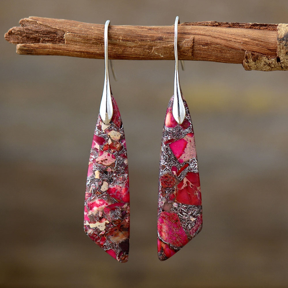 Boucles d'oreilles Zeya Imperial Jasper - Rouge