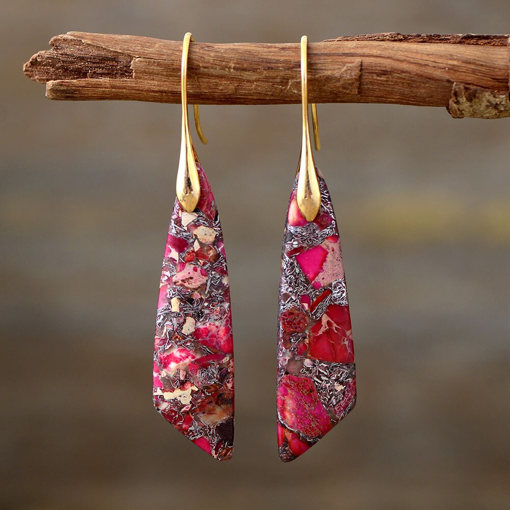 Boucles d'oreilles Zeya Imperial Jasper - Rouge