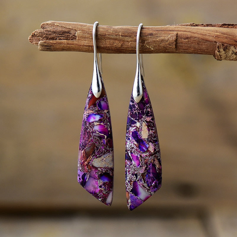 Zeya Imperial Jasper Earrings - Purple