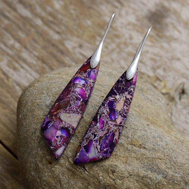Zeya Imperial Jasper Earrings - Purple