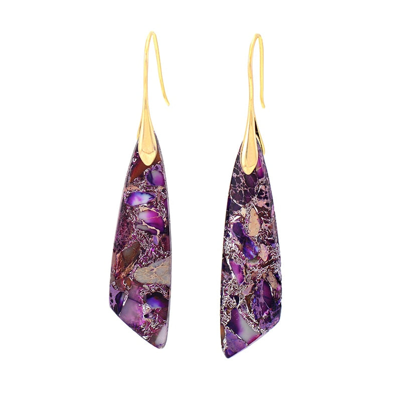 Zeya Imperial Jasper Earrings - Purple