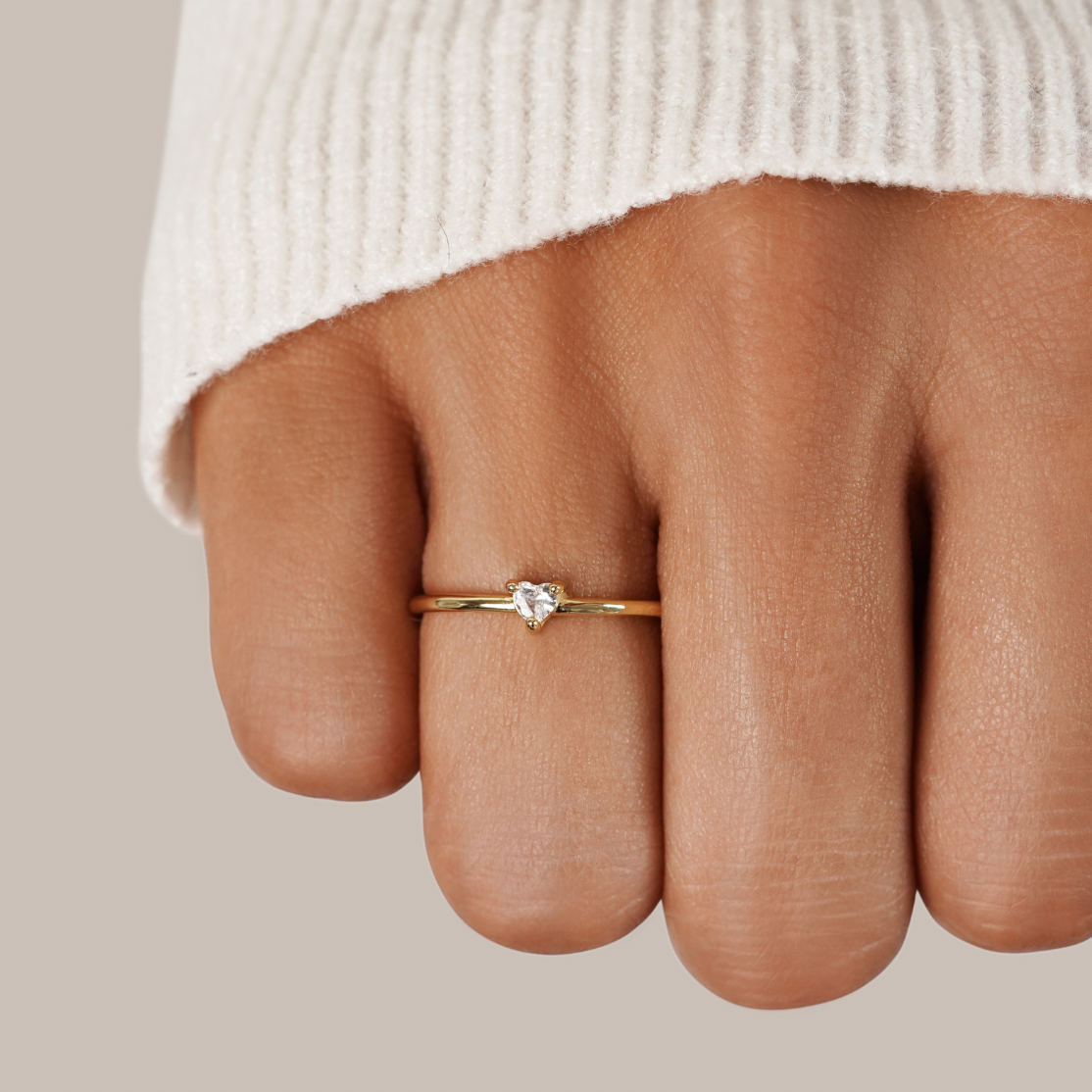 Amour - Bague en Cristal en Forme de Cœur