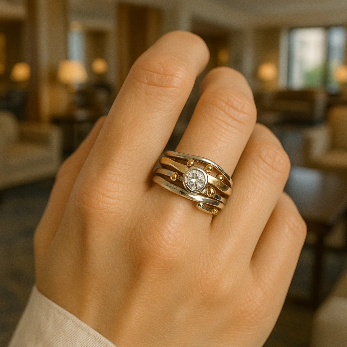 Royal - Bague Vintage en Zirconium Doré