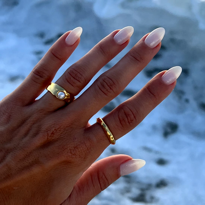 Anneau en Perle d'Or Naturelle Éternelle