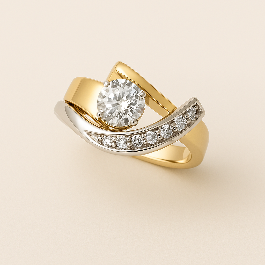 Bagues Vintage Dorées en Zirconia Irregulière