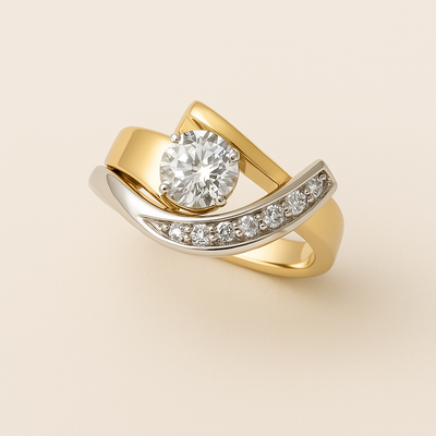 Bagues Vintage Dorées en Zirconia Irregulière
