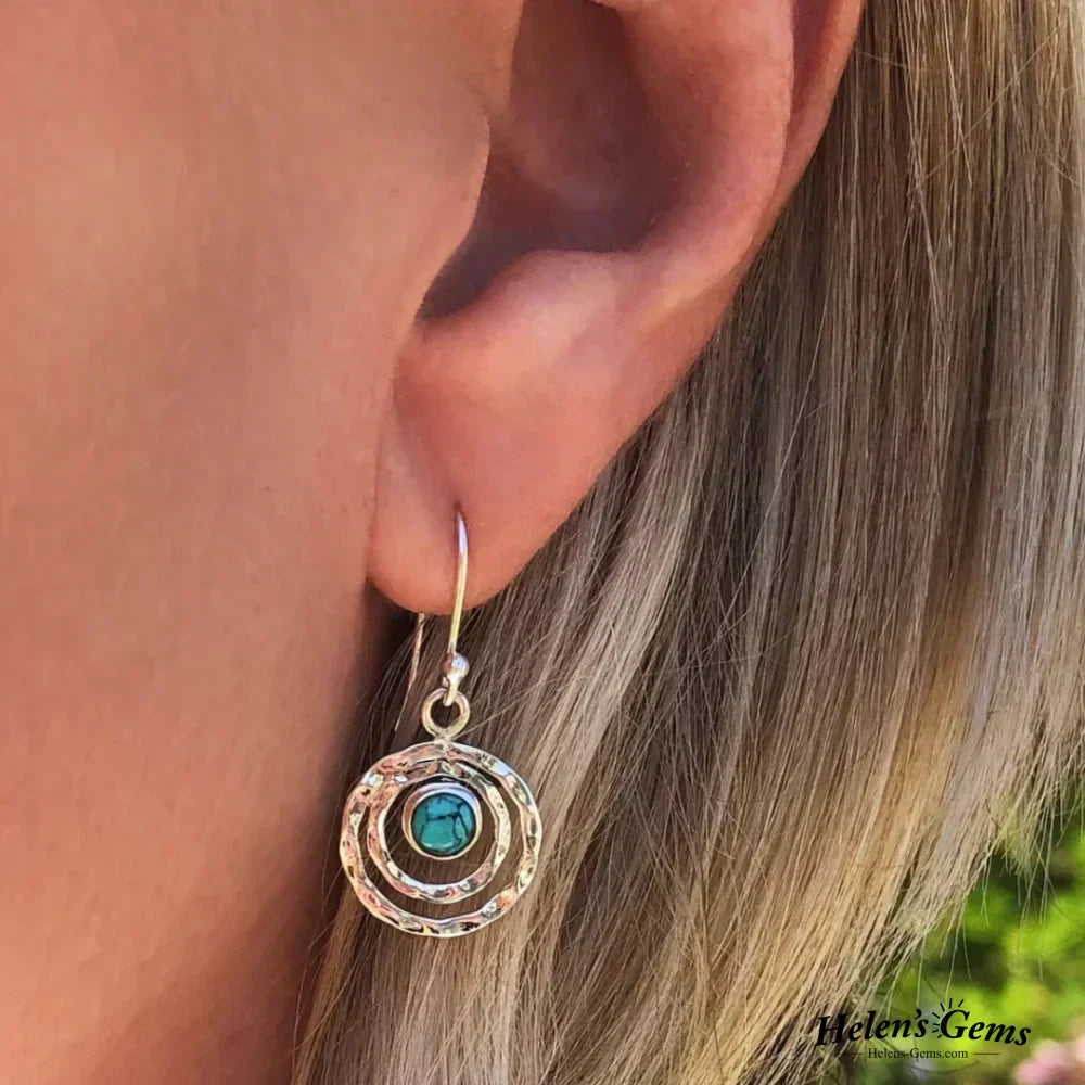 Boucles d'oreilles Boho Saturne en Turquoise et Or