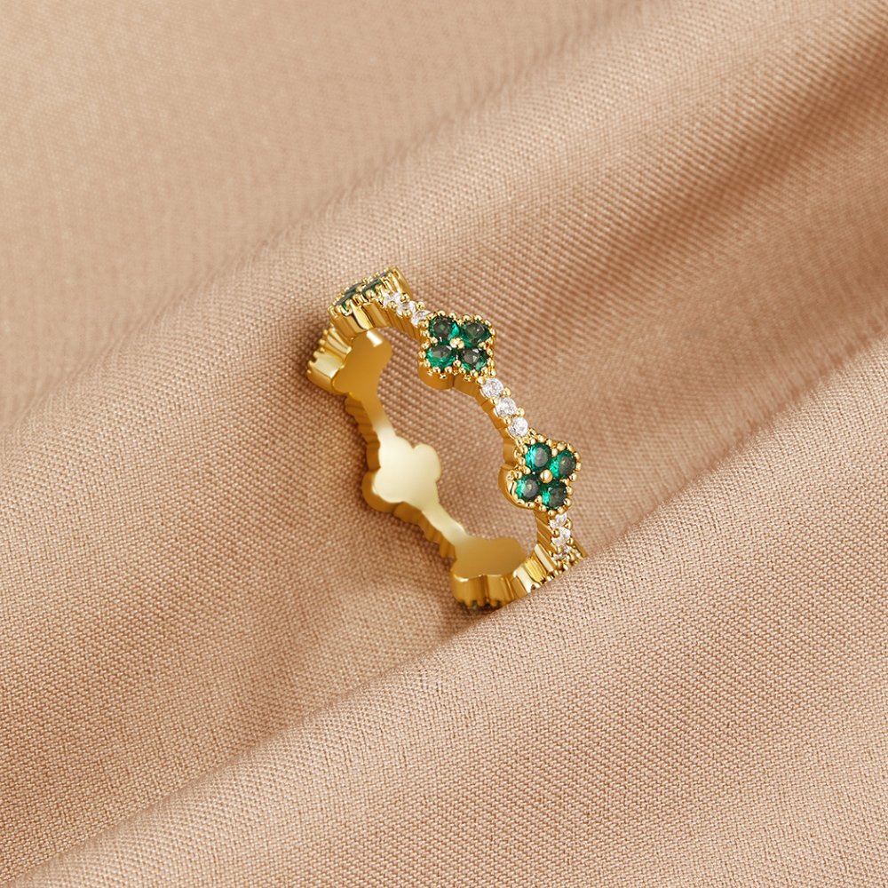 Chance - Bague en cristal en forme de trèfle