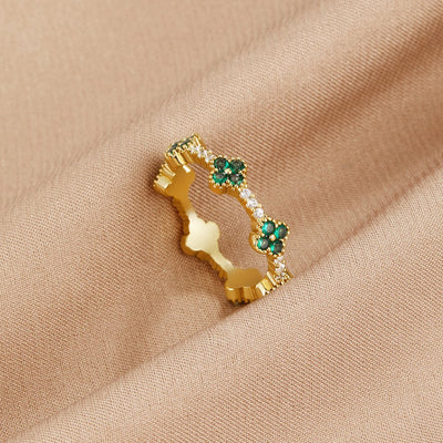 Chance - Bague en cristal en forme de trèfle