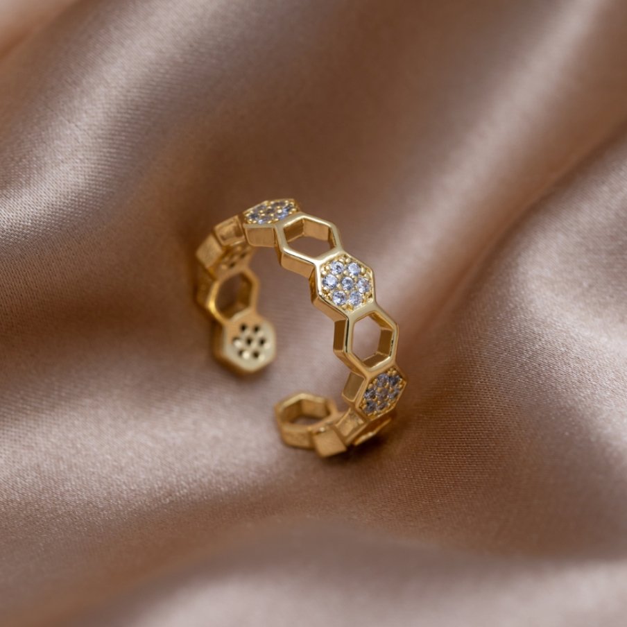 Abeille - Bague en Or avec Cristal
